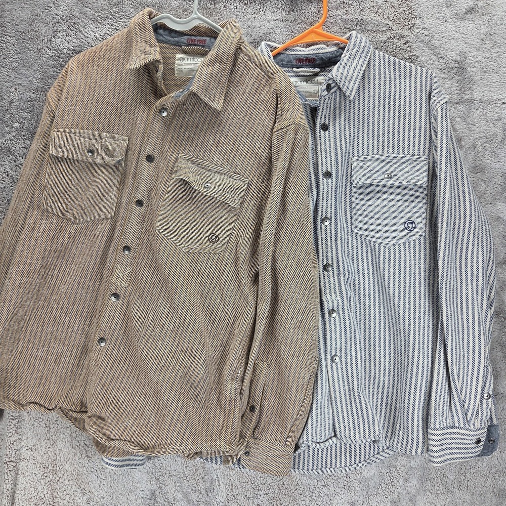 Gramicci Shirt Mens Large Striped Flannel Long Sleeve Lot 2 Button Up Expedition